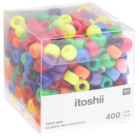 Rico Design itoshii - Ponii Beads klassik bunt 9x6mm 400 Stück