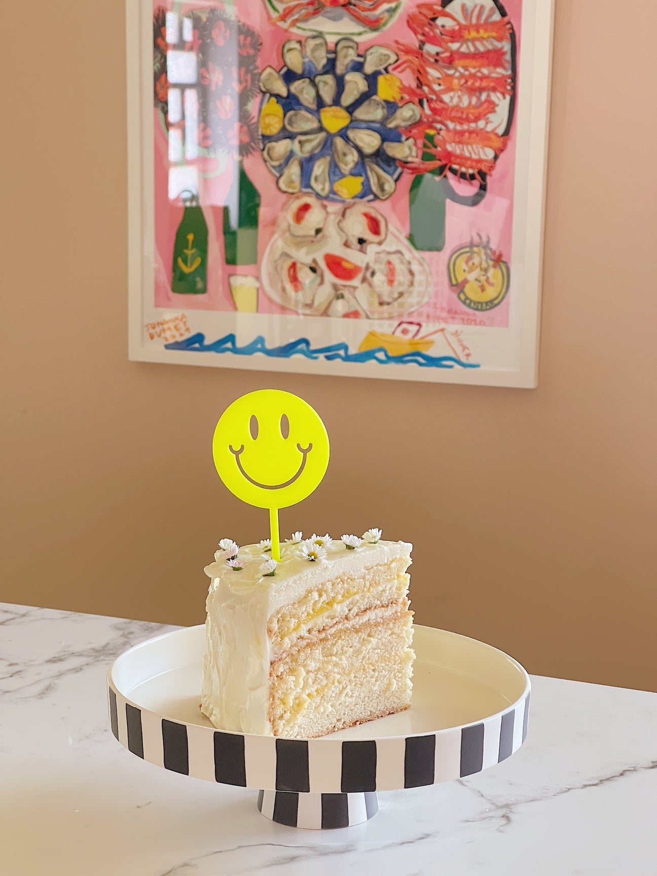 Smiley Cake Topper, Neon, Hello Love