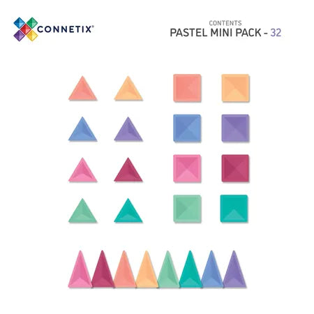 Connetix, Magnet Bausteine Pastel Mini Pack, 32-teilig
