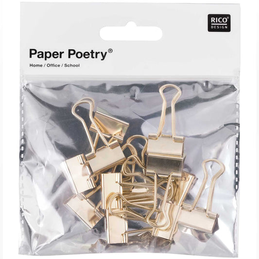 Paper Poetry Foldback Klammern GOLD 12 Stück, Rico Design