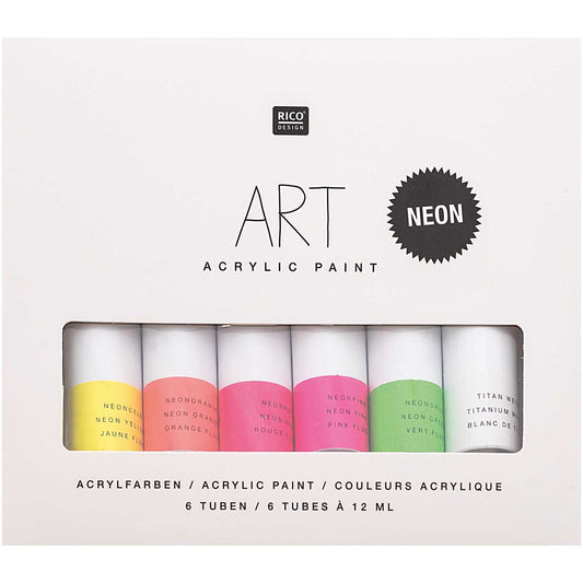Rico Design, ART Künstler Acrylfarben-Set Neon 6x12ml