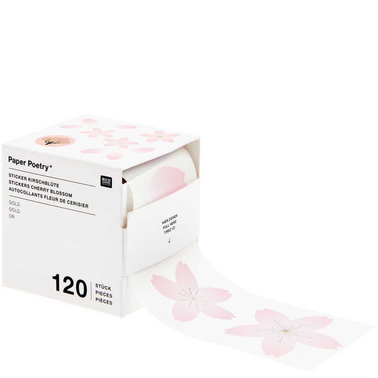 Paper Poetry, Sticker Blütenblätter 5cm 120 Stück auf der Rolle Hot Foil von rico Design