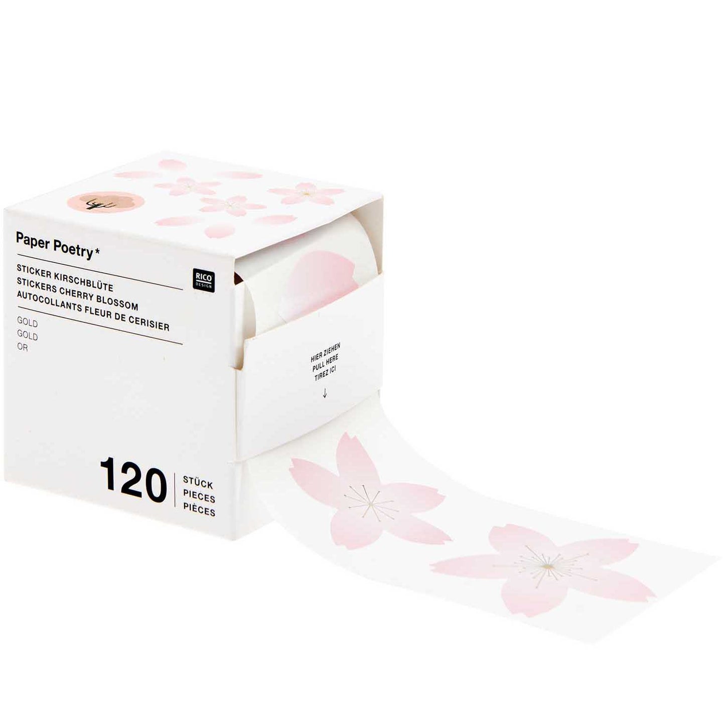 Paper Poetry, Sticker Blütenblätter 5cm 120 Stück auf der Rolle Hot Foil von rico Design