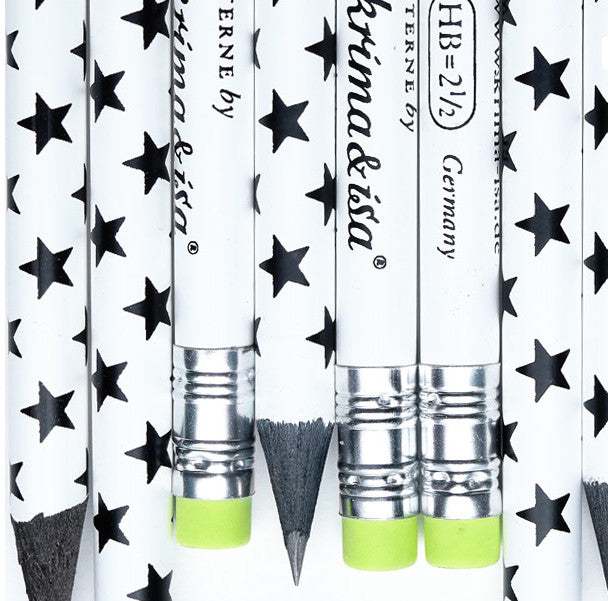 Bleistift mit Sternen, schwarz/ weiß, Krima&Isa